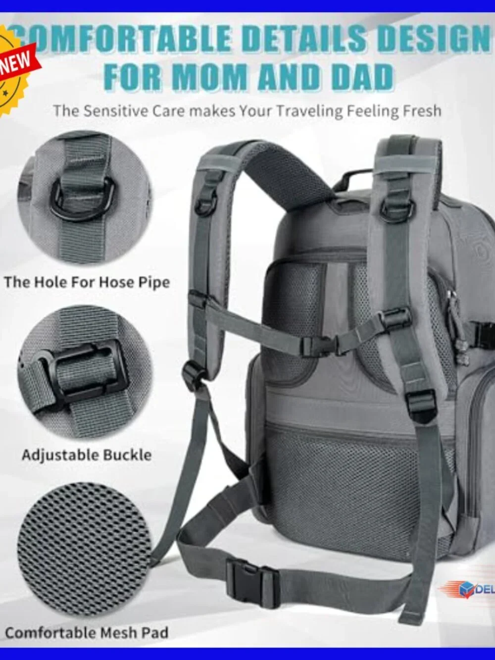 Large Military Diaper Backpack with Insulated Pockets & MOLLE System